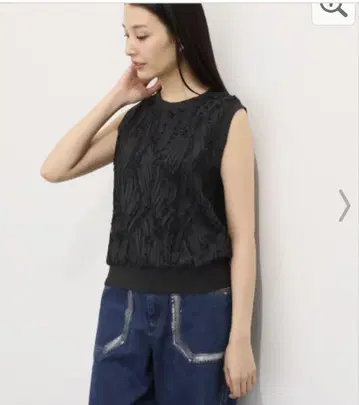 스타일라비의 리본 모티브 리브 풀오버 블랙 11호