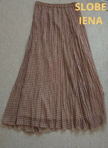 SLOBE IENA 체크 무늬 플리츠 롱 스커트