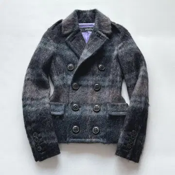 [레어] DSQUARED2 피코트 모헤어 체크 무늬 아우터 자켓