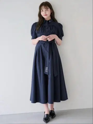 dazzlin 콜라보 코르셋 스위칭 셔츠 원피스 네이비 S