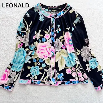 LEONARD 레오나르 실크 혼방 셔츠 트림 플라워 꽃무늬