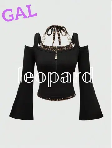 레오파드 오프숄더 상의 D.I.A BLACK QUEEN 헤이세이 갸루