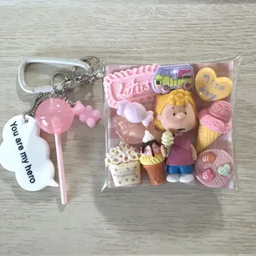 가챠 듬뿍 파우치 스누피 샐리 아이스크림 핑크