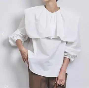 유나이티드 애로우즈 빅 칼라 블라우스 화이트 프리 사이즈