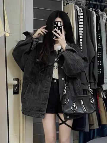 다크 그레이 오버사이즈 데님 재킷
