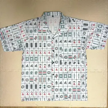 오픈 카라 셔츠 마작 패 size:XL