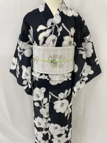 [재고 처분] 미사용 새상품 면 100% 유카타와 반폭 오비 세트