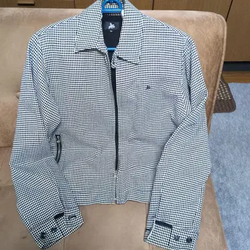 화이트 블랙 체크 자켓 M 사이즈