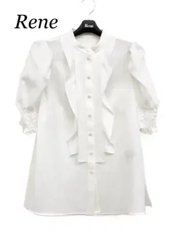 미사용 Rene 르네 셔링 하프 슬리브 블라우스 프릴 M 근년
