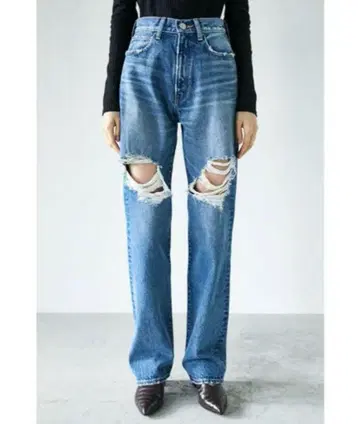 데님 HW RIPPED STRAIGHT Moussy 25 마우지