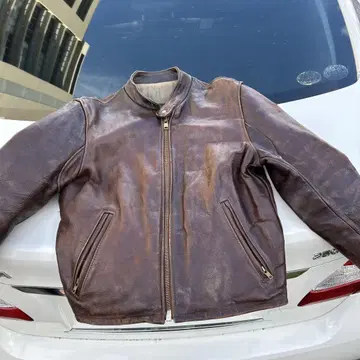 HDT LEATHERS 브라운 가죽 라이더 자켓 42
