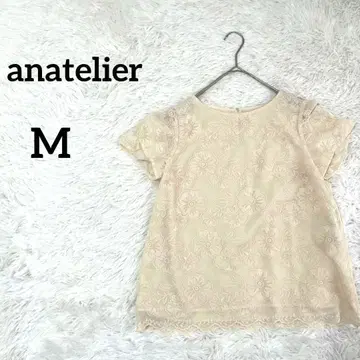 [아나텔리어] 올 패턴 레이스 블라우스 플라워 티셔츠 M 베이지 월드