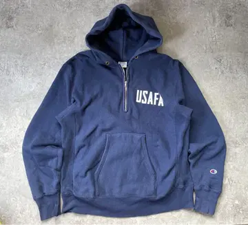 챔피온 USAFA 하프 지퍼 리버스 후드티 단 택 복각
