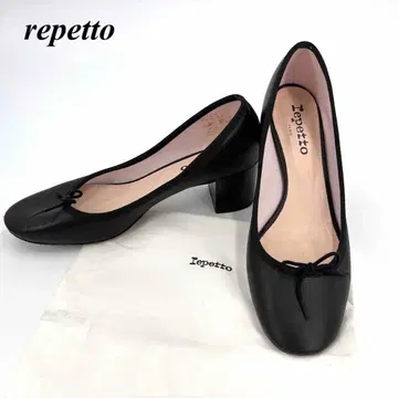 컨디션 최상 repetto 레페토 로우힐 발레 슈즈 블랙 가죽