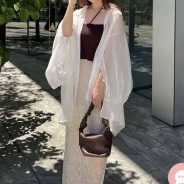 코코딜 라메 시어 2WAY 슬리브 블라우스