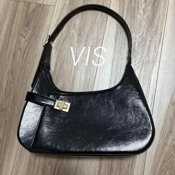 VIS 프론트 포켓 원 숄더백 블랙