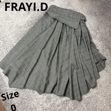 FRAYI.D 체크 언밸런스 헴 라인 롱 스커트 사이즈 0 블랙, 화이트
