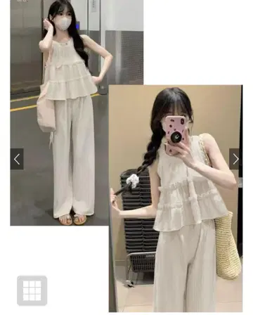 서두르세요! 새상품 티어드 상의 x 와이드 팬츠 셋업
