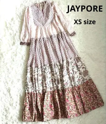 JAYPORE 인도 코튼 롱 원피스 티어드 플레어 꽃무늬 XS