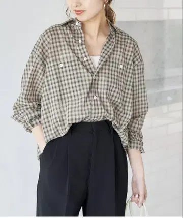 Spick&Span 코튼 보일 체크 셔츠 24ss