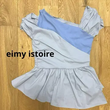 [ 택 포함 ] eimy istoire 개더 아시메 페플럼 상의 블루