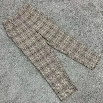 고품질 캐주얼 팬츠 이지 슬랙스 글렌체크 패턴 브라운 L