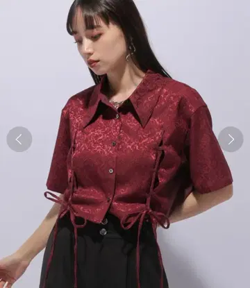 자카드 레이스업 셔츠 (HARE)