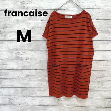 [ francaise ] 튜닉 니트 ( M ) 반팔 스트라이프 오렌지