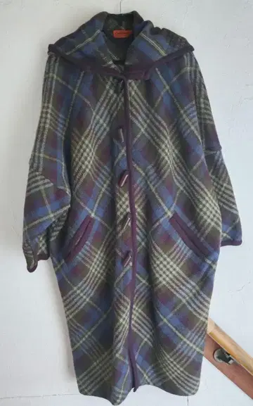 MISSONI 후드 부착 체크 무늬 롱 코트
