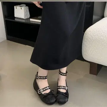 블랙 발레 슈즈 리본 포함 안쪽 5 cm 상승