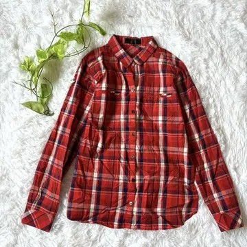 UNTITLED 여성용 긴팔 셔츠 (L) 체크 무늬 레드 월드