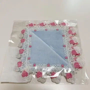 스누피 치카자와 레이스점 하트 손수건 라이트 블루
