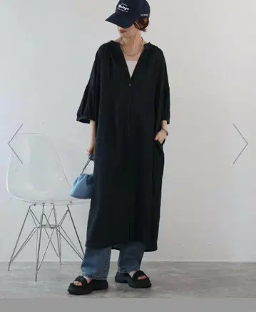 면마 혼방 옷깃 플리츠 셔츠 원피스