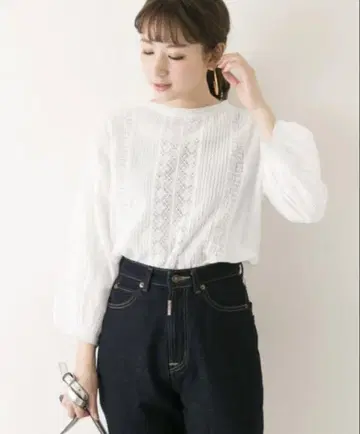 어반 리서치 앤티크 레이스 블라우스 화이트
