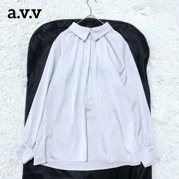 [아베베] 광택 긴팔 블라우스(L) 넉넉한 핏 세탁 가능 심플 아이보리