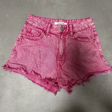 PACSUN 핑크 프린지 데님 숏팬츠