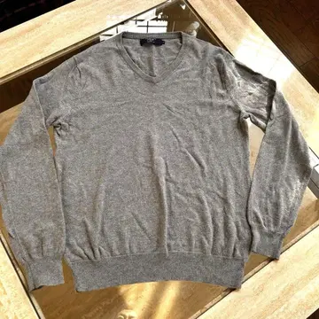 J.Crew 그레이 V넥 스웨터 S 코튼 니트 스웨터 캐시미어 혼방