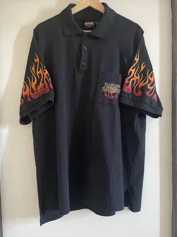Harley-Davidson 프레임 패턴 피케 셔츠 XL