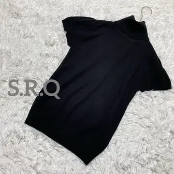 에스.아르.큐 반팔 니트 터틀넥 넥 썸머 니트 블랙 심플
