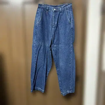 다크 블루 와이드 레그 데님 팬츠