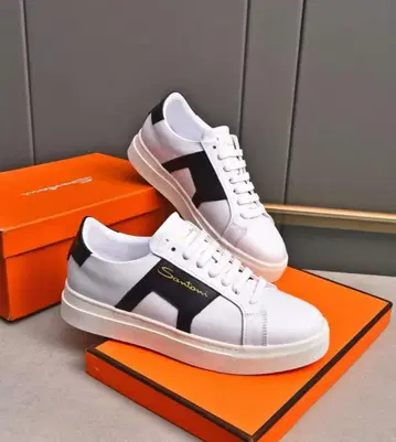 Santoni 스니커즈 화이트 x 블랙 약 25.5cm