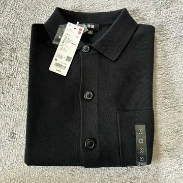 UNIQLO 밀라노 리브 셔츠 가디건 블랙 M 사이즈 유니클로