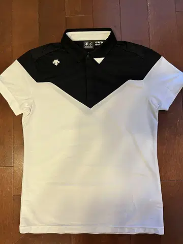 DESCENTE 골프 피케 셔츠 L 화이트/블랙