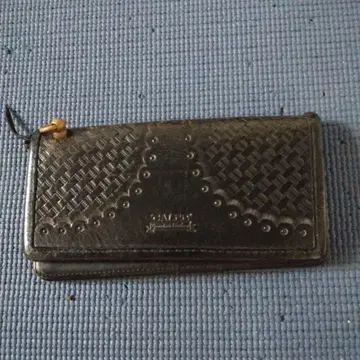 GALEB 뜨개질 무늬 장지갑 블랙 케이스 포함