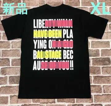 LIBERTY WALK 상의 반팔 티셔츠 블랙 프린트 로고