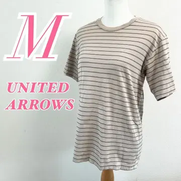 UNITED ARROWS 반팔 티셔츠 M 베이지 블랙 보더