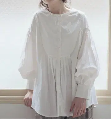 idem 이뎀 볼륨 코튼 셔츠 블라우스 튜닉 노카라