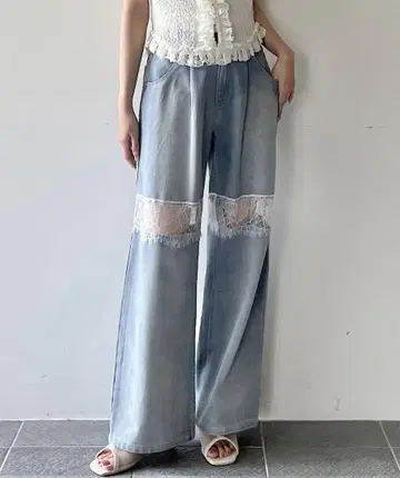 새상품 NOMAE 레이스 스위칭 데님