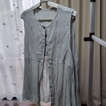 nest Robe 린넨 인디고 먹염 슬리브리스 블라우스