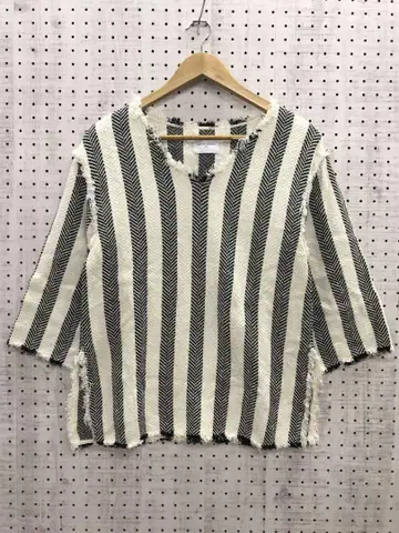 UNITED ARROWS 스트라이프 프린지 7부 소매 풀오버 상의